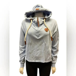 Wanakome Hoodie Blue Pewter  Pull Over Quarter Zip Size Small.